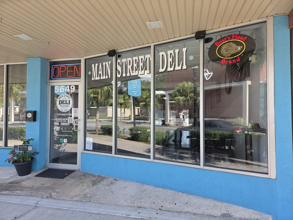 Main Street Deli storefront on Main Street in New Port Richey, Florida
